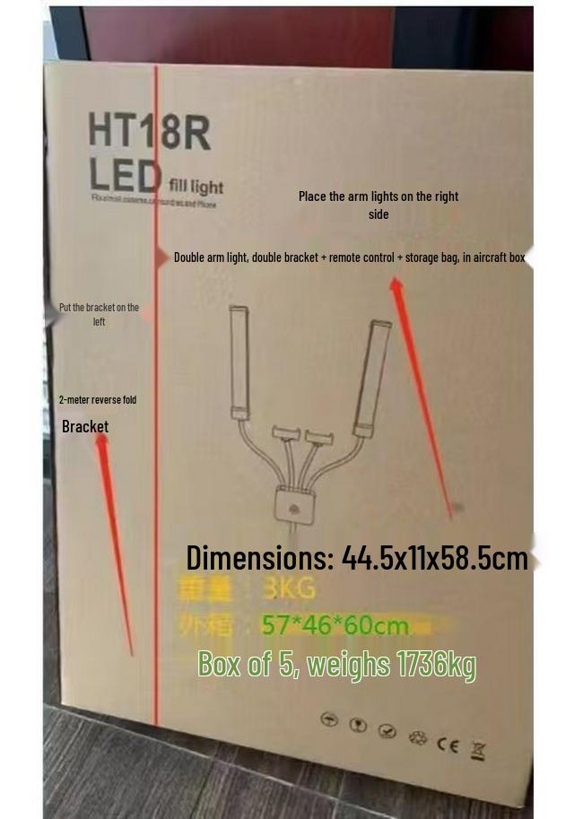 45W Dual-Arm LED Lamp for Photography/Live Stream - Foldable & Portable Fill Light