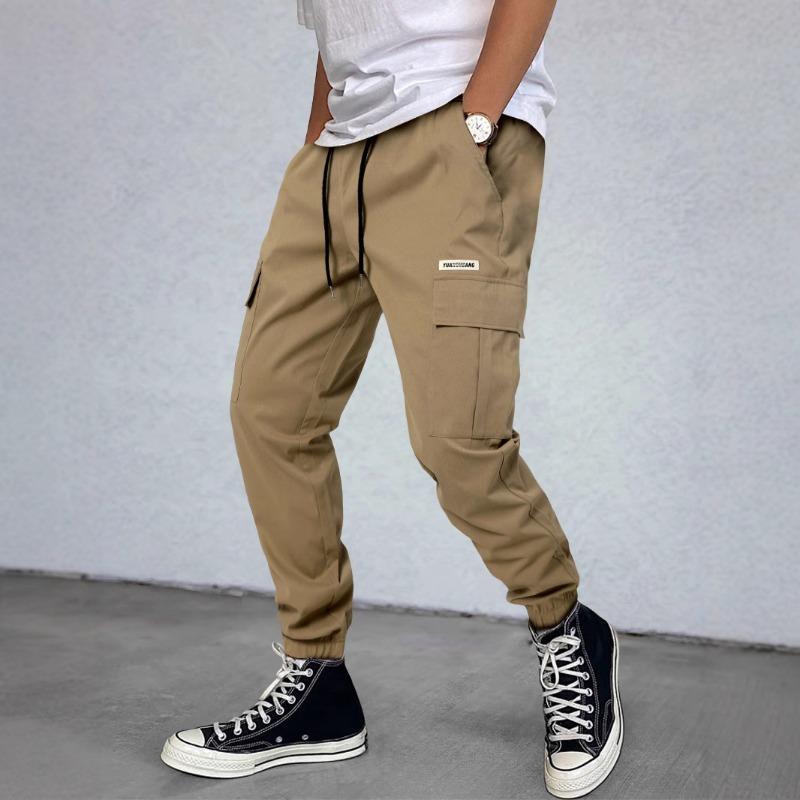 

Casual overalls men s trendy brand spring and summer wear-resistant loose breathable leggings 6 XXL хаки