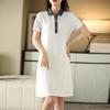 Damen Poloshirt-Kleid, Sommer, einfarbig, schlankmachend, mittellang, lässig, Sport, Reverskleid