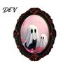 Halloween Collectible Magnets Dark Style Refrigerator Magnet, Retro Gothic Oval Photo Party Supplies Frame Decorative Magnetic Sticker for Metal