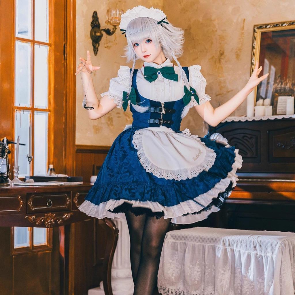 Milky Time Izayoi Sakuya Cosplay Costume, Women's Halloween Maid Short Sleeve Izayoi (M)