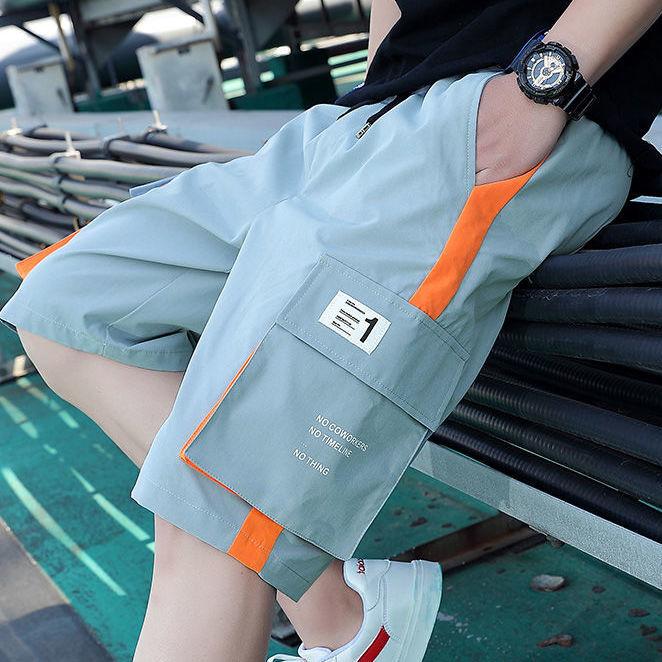 

Шорты мужские летние универсальные свободные прямые молодежные короткие комбинезоны брюки с пятью точками 4XL синий/серый