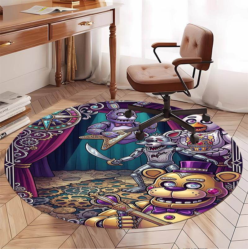 Five Nights At Freddy's Pattern Round Rug, Indoor/Outdoor Mat, for Picnic, Gameroom, Bedroom, Office, Living Room, Home Decor Carpet, Birthday Gift