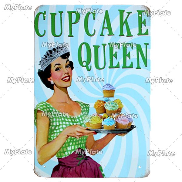 Cake Metal Sign Plaque Metal Vintage Food Tin Sign Wall Decor for Kitchen Cafe Diner Bar Cupcake Metal Signs