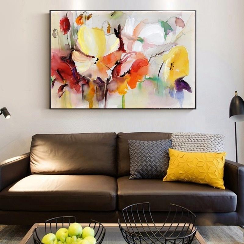 Abstract Watercolor Flower Oil Painting Print On Canvas Modern Wall Art Flower Picture For Living Room Wall Poster Cuadros Decor No Frame