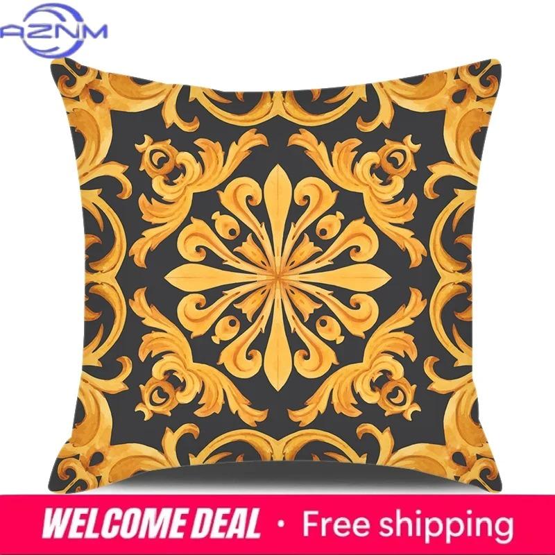 European Style Home Decorative Cushion Cover 18X18 Inches Geometric Printed Throw Pillowcase Baroque Decor Pillow Cover For Sofa