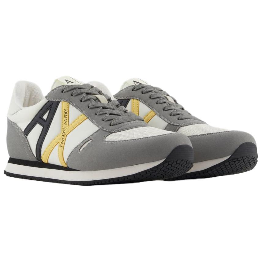 Armani Exchange Round Toe Lace-Up Letter Patch Low-Top Casual Shoes Men sneakers White Gray XUX017XCC68U659