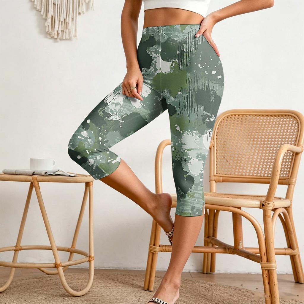 Women's Elastic Waist Casual Capri Pants Slim Fit Open Side Slit Cropped Trousers Stretch Fabric Lightweight Design