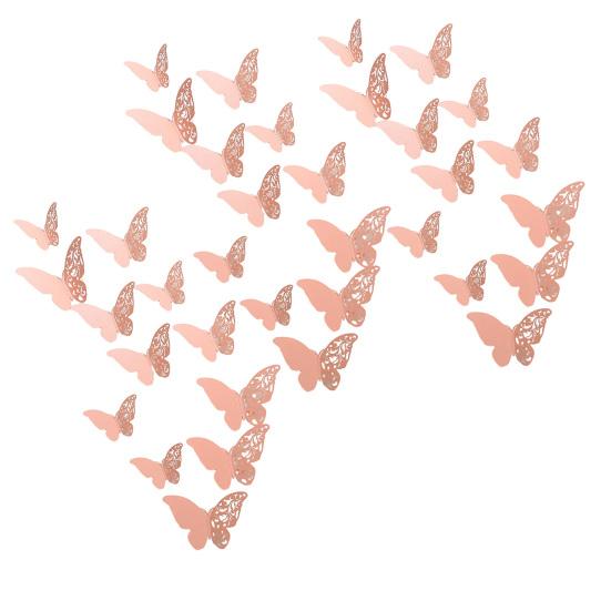 36Pcs 3D Butterfly Wall Decoration Hollow Wing Paper Butterflies Shape Sticker Home Office Living Room Bedroom Wall Ornament