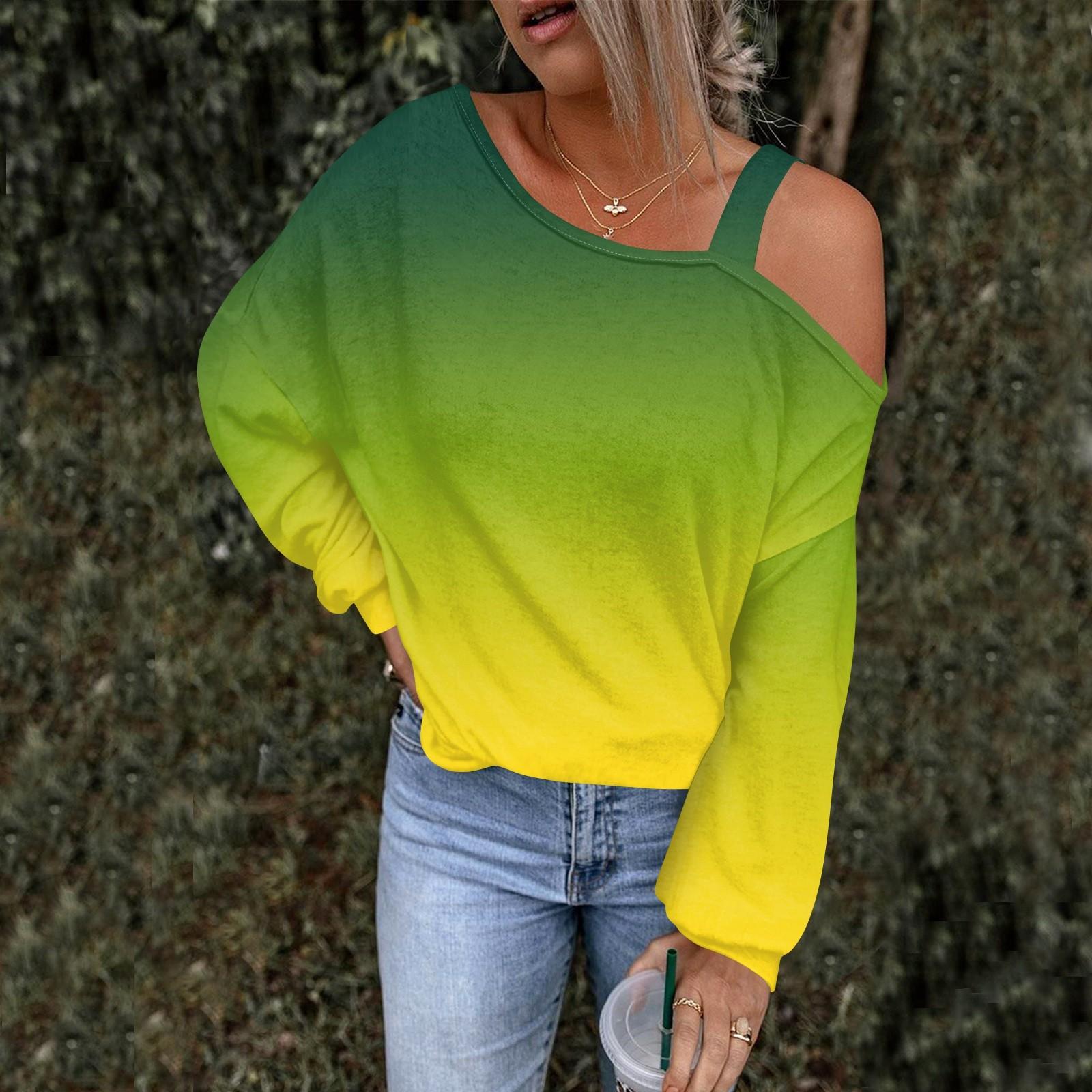 

Женская ажурная модная повседневная толстовка с капюшоном с цветочным принтом и открытыми плечами, градиентный цвет XL жёлтый