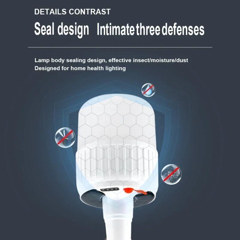 Solar Light Bulb 300W Camping Solar LED Light USB Rechargeable 5Lighting Modes Tent Hanging Bulb for Outdoor Hiking Emergency