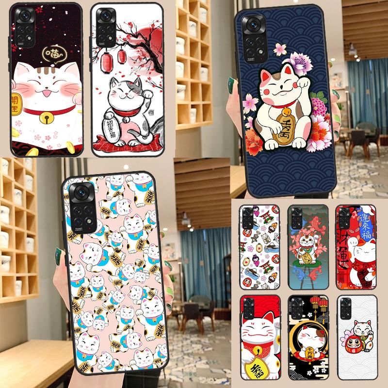 Japanese Lucky Cat Case For Xiaomi Redmi Note 11 10 9 8 12 Pro 10S 11S 12S Cover For Redmi 9 10 10A 9C 10C 12C
