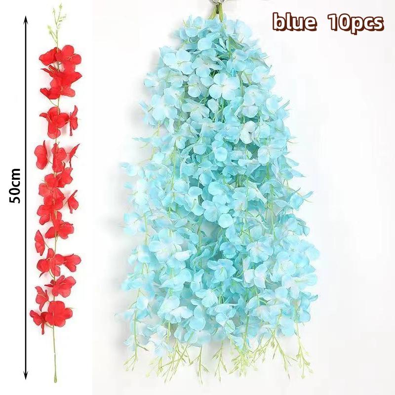 12 шт. Густые цветы глицинии Искусственные подвесные цветы глицинии Искусственные цветы глицинии Потолочные цветочные растения Наружное украшение синий
