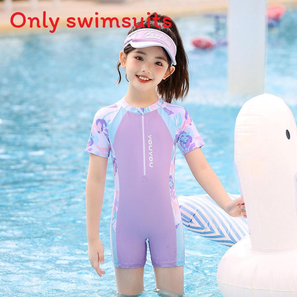 Childrens Swimsuit Girls Onepiece Hot Spring Swimwear With Chest Padding For Water Sports
