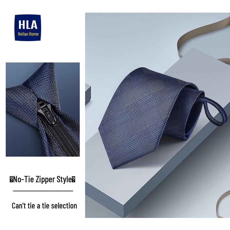 HLA Men s Pre-tied Plaid Zipper Tie One Size