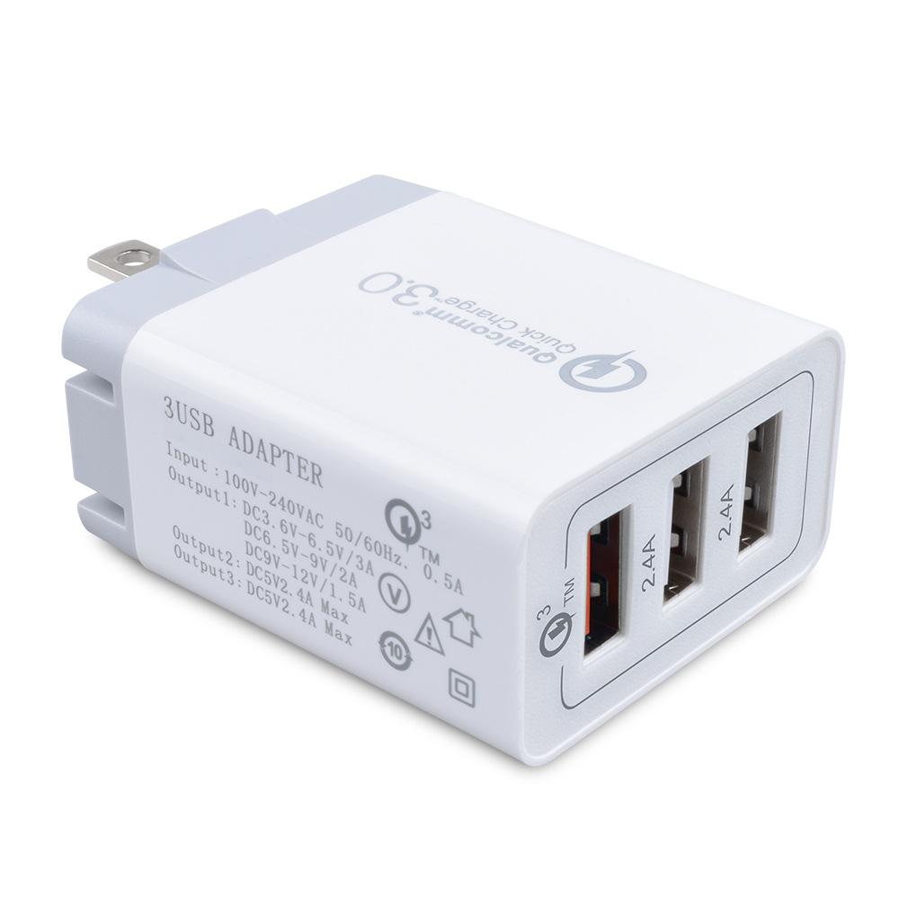 New 30W Fast Charging Charger 3 USB Port Charging Head Multi-country Specifications and Certifications QC3.0+2.4A