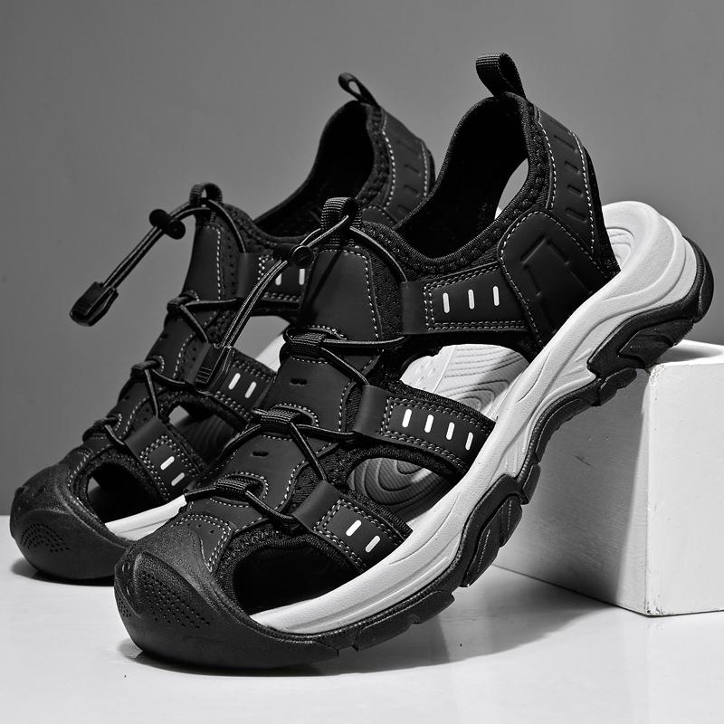 

Забродные туфли Baotou Sandals Outdoor Нескользящие износостойкие повседневные пляжные туфли для женщин Летние туфли для речного следования 46 чёрный