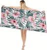 1 Stück Handtuch Tropischer Stil Flamingo Blatt Muster für Geschenke Schnelltrocknendes Strandhandtuch Für Yoga Tourismus Strand GYM Camping Schwimmen