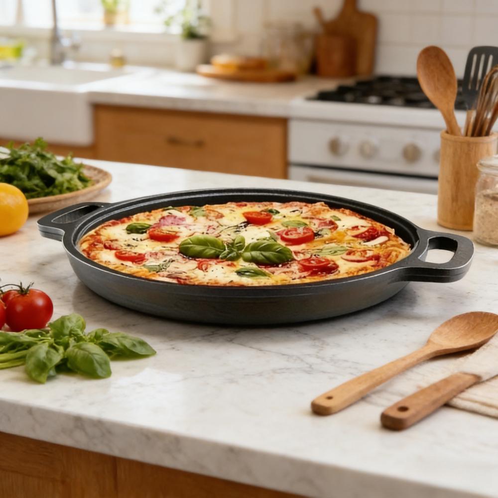Multi-Purpose Cast Iron Frying Pan Lightweight Round Griddle for Home Kitchen Non-Stick Skillet for Stove & Outdoor Cooking Pans