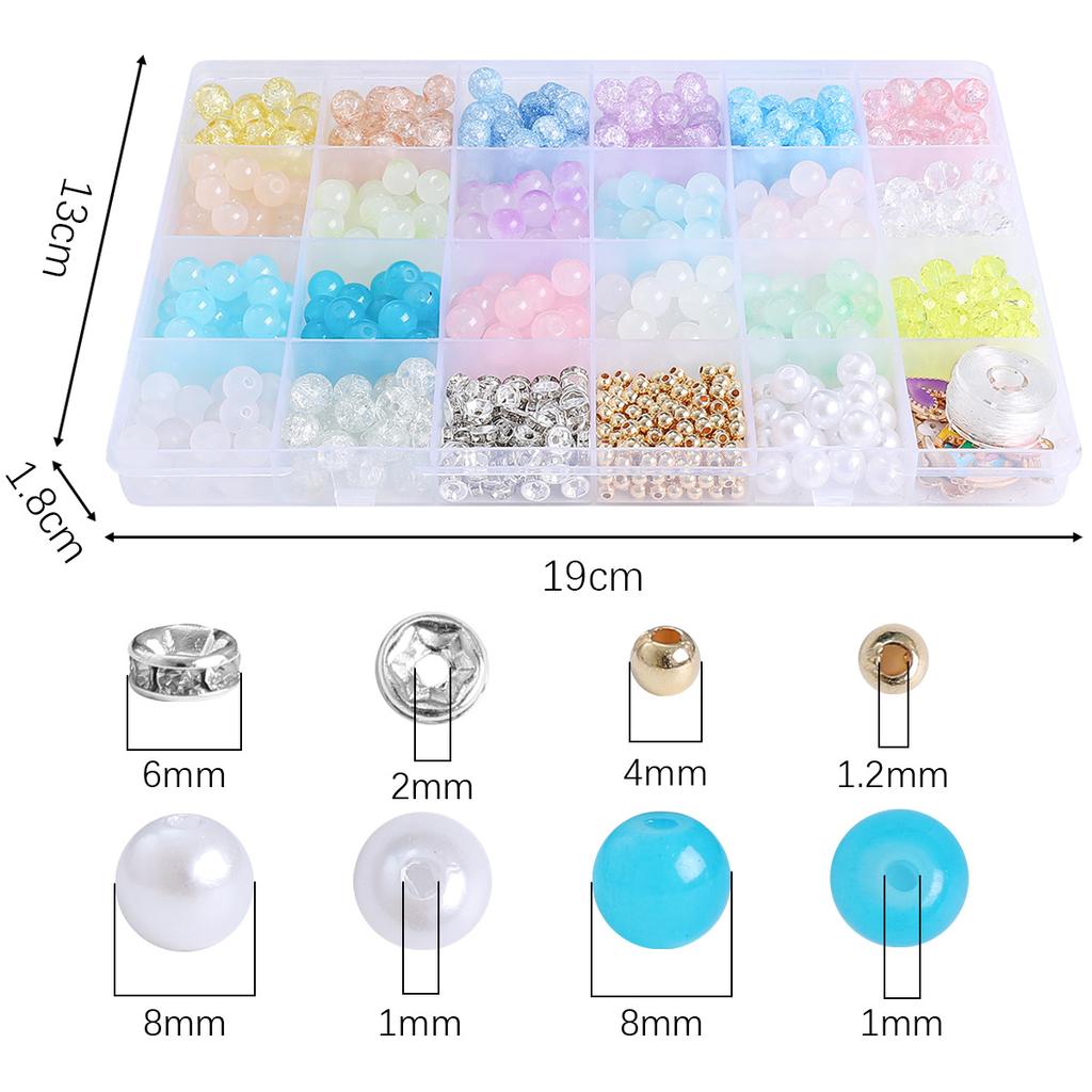 8mm Glas Gelee Kristall Runde Perlen Materialpaket Handgemachtes DIY Armband Zubehör Set Perlen Set