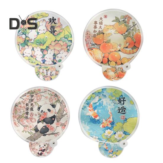 Cartoon Pattern Reflector Folding Fan Portable Lightweight Foldable Fan Fish Orange Panda Pattern Hand Fan