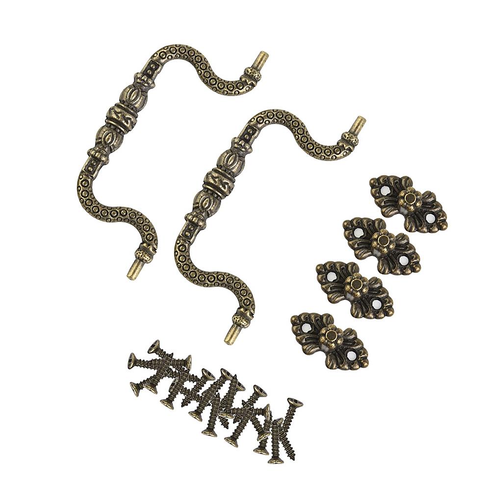 Set Pull Handles With Screws Zinc Alloy 2pcs Replacement Retro Tracery Arch Vintage Accessories Cabinet Decoration