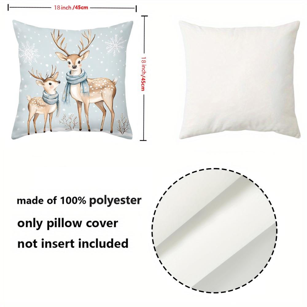 1 Pieces Cute Deer with Snowflakes Printed Pillow Covers Polyester pillowcase, sofa decorative cushion cov Headboard Pillow