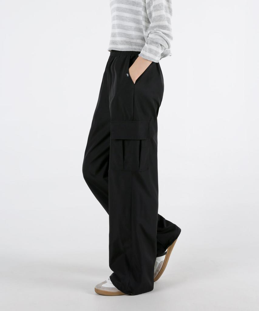 UMM Women'S Rustling Wide Cargo Elastic Waist Pants Adjustable Hem 3 Colors