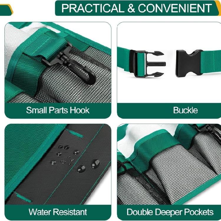 Extra Capacity Tool Apron For Gardeners Reinforced Cloth Multi Functional Pockets Comfort Fit Waist Belt