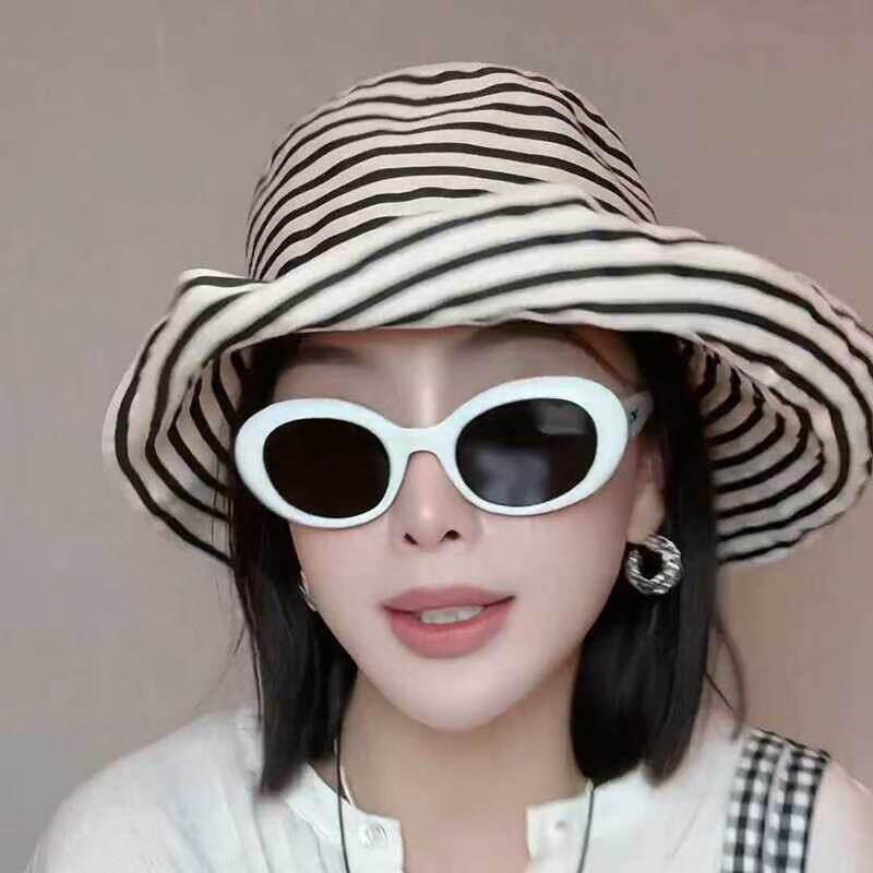 2026 Summer Versatile Foldable Color-Blocked Striped Wide-Brimmed Sun Hat For Beach Vacations And Sun Protection