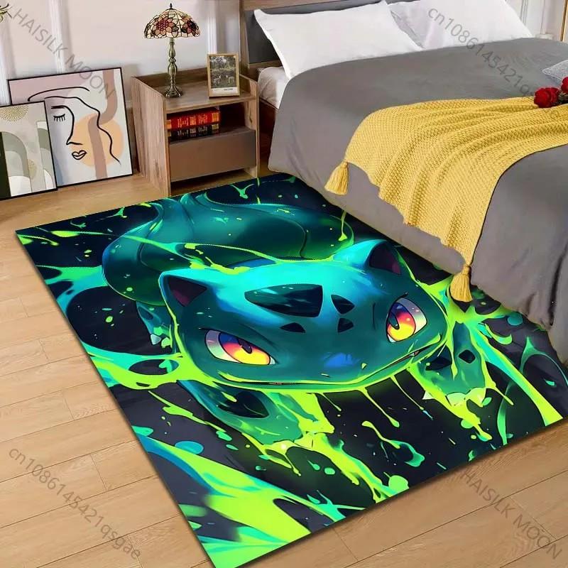 3D HD Cute Bulbasaur Pattern Cartoon Carpets Living Room Bedroom Bedside Floor Mat Balcony Garden Area Rug Home Modern Decor Mat
