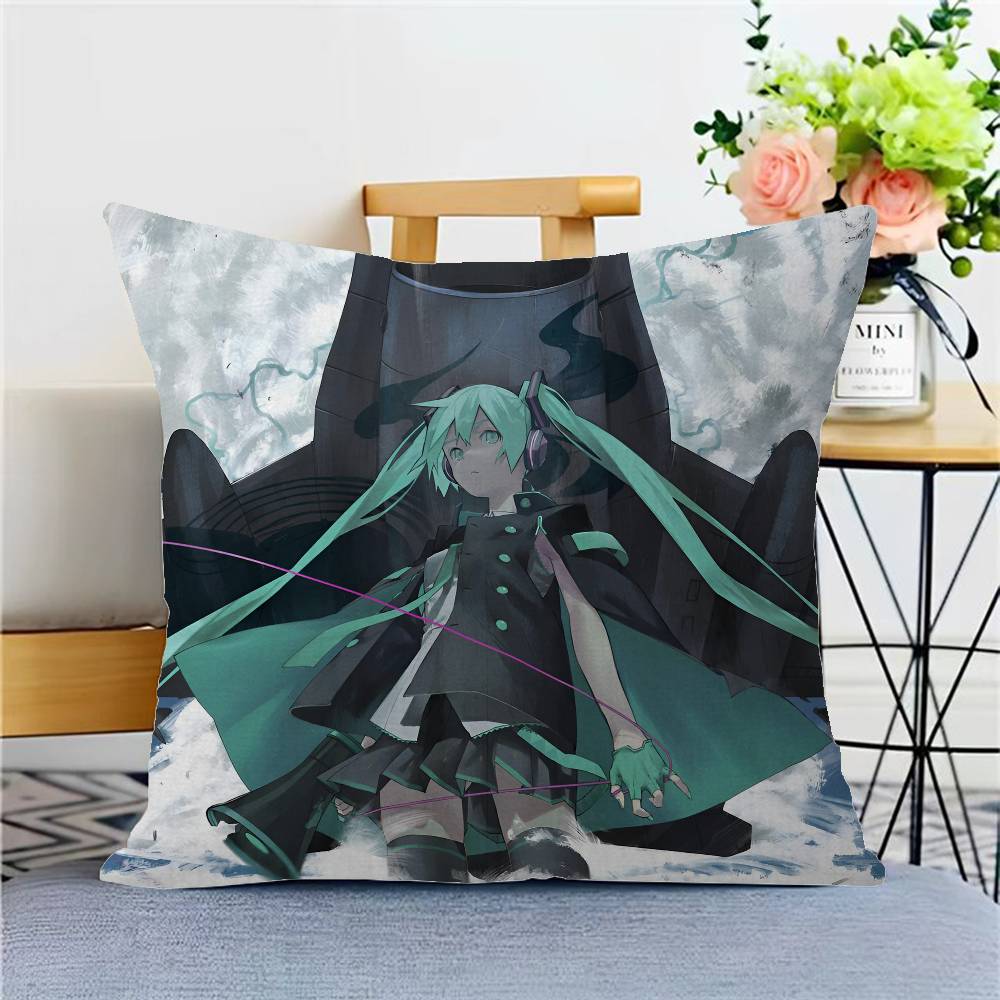 Cute Kawaii H-Hatsune Anime Miku Cushion Cover Pillow Cover Decor Pillowcase Printed Cushion Case For Couch