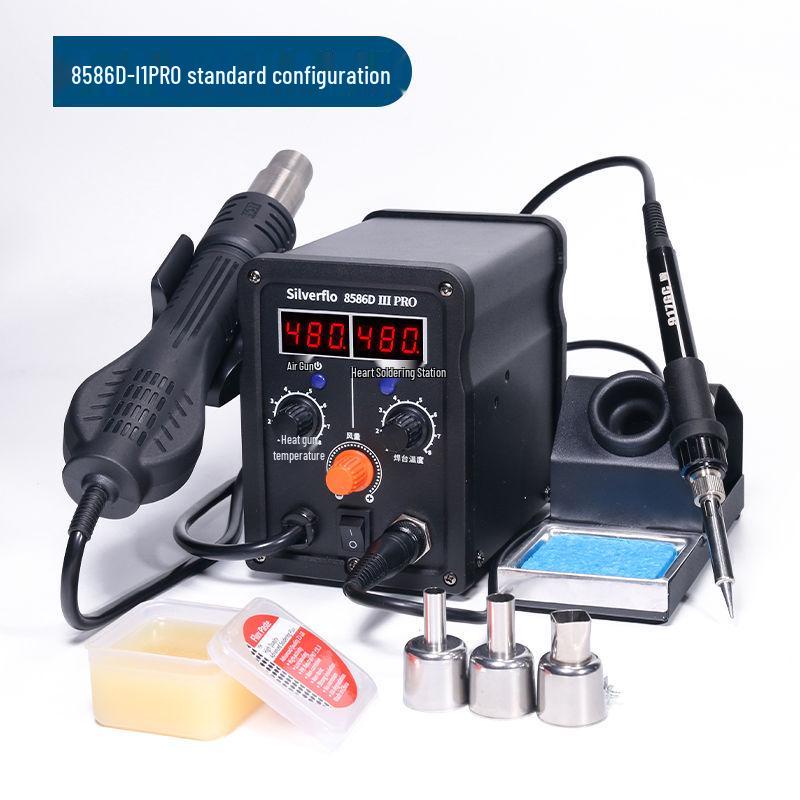 8586D High-Power 2-in-1 Desoldering Station: Constant Temperature Hot Air & Soldering Iron for Mobile Phone & Computer Chip Repair.