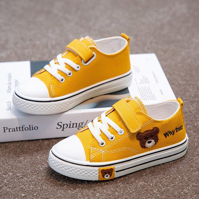 Children's Canvas Shoes New Spring and Autumn Boys' Soft Sole Sports Shoes Girls' Fashionable Big Kids' Velcro Sneakers