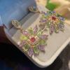 Mixed Color Zircon Micro Inlaid Flower Earrings for Women with Copper Plated Temperament Earrings Short Style Decorative Face