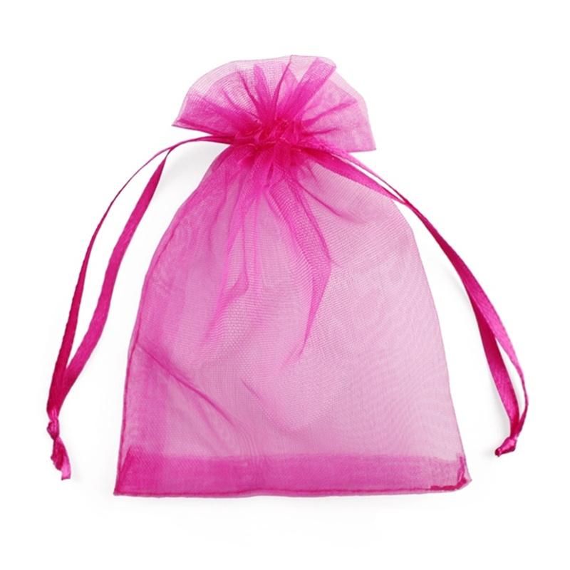 50/100pcs Solid Color Yarn Organza Gift Bags Organza Bag Mesh Wedding Candy Packaging Bag Storage Tulle Fabric Pouches 50%