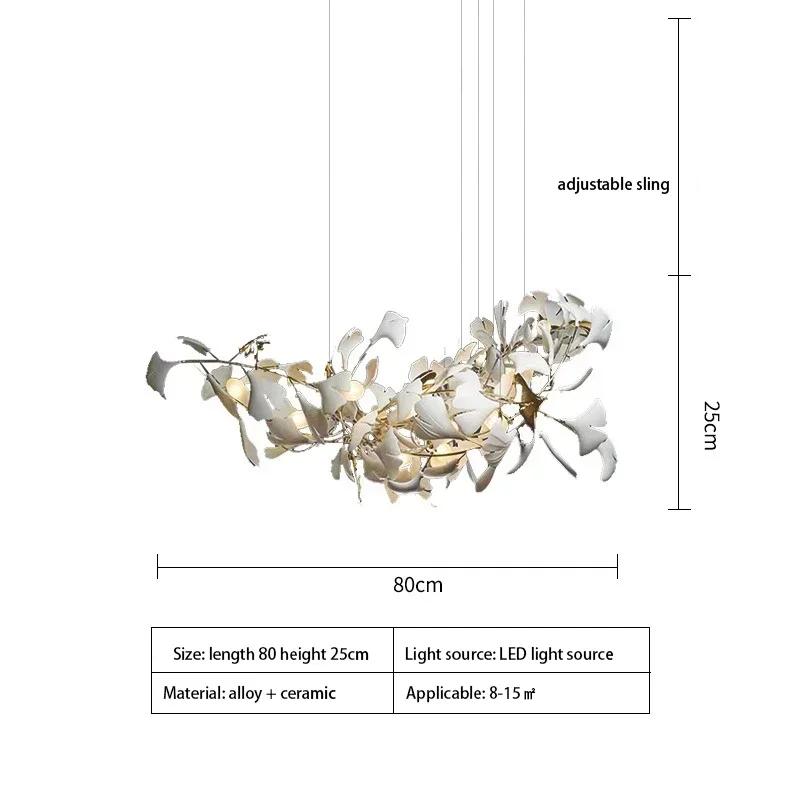 Modern creative LED porcelain ginkgo Chandeliers hotel living room home decoration lamp Nordic restaurant art island Chandeliers