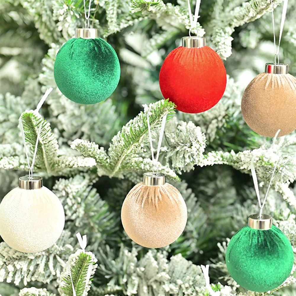15 Stück Beflockte Samt Weihnachtskugel Anhänger Bruchsichere Weihnachtsbaumschmuckstücke Feiertagsfestivaldekor