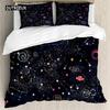 Star Single Double Twin Queen Bedding Set 2/3pcs Night Sky Polyester Bed Cover Kid Duvet Cover Set Dark Blue Galaxy Bedclothes