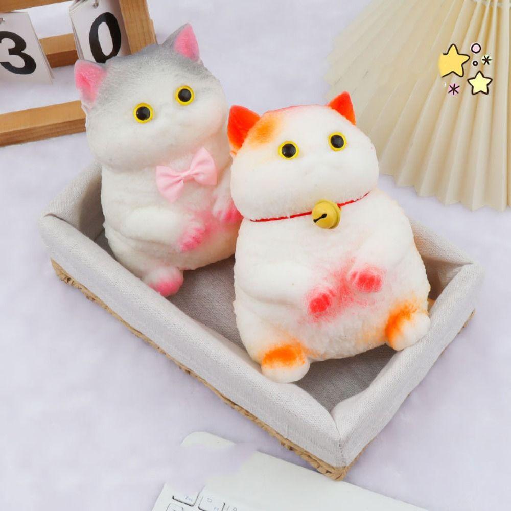 Cartoon Big Cat Doll Squeeze Toy Bow Artificial Doll Squeeze Toy Cat Shaped Squeeze Toy  Office