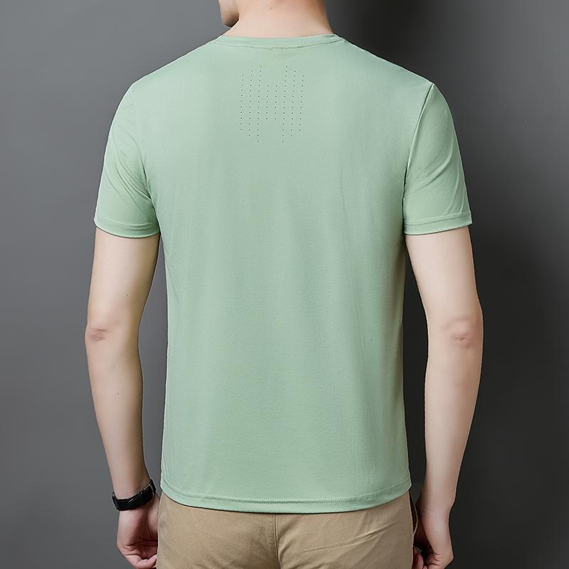 Breathable Ice Silk T-shirt Men's Summer Quick-drying Short-sleeved Men's Round Neck Loose High-elastic Quick-drying T-shirt