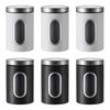 3 Pieces Stainless Steel Kitchen Storage Canister Set Transparent Food Storage Jars