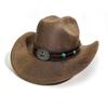 New Curved Brim Western Cowboy Hat Ethnic Large Roll Brim Cowgirl Cap Top Hat Women Men