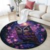 Night Owl Round Area Rug,Carpet Rug for Living Room Bedroom Sofa Playroom Decor,Non-slip Floor Mat