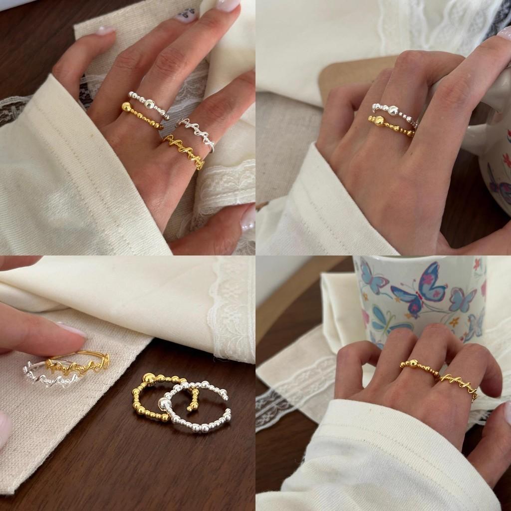 Adjustable Sleek Geometric Wave Ring For Women Stylish S925 Silver Plated Everyday Accessory