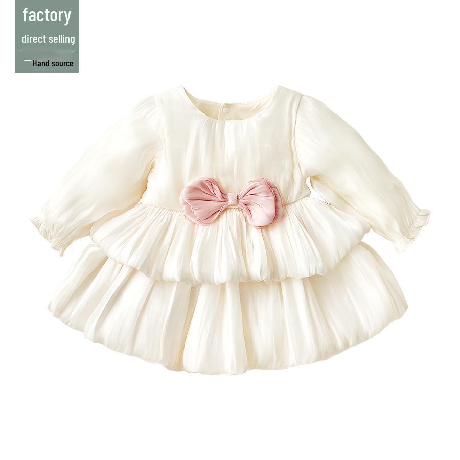Spring & Autumn Newborn Tutu Bodysuit: Baby Girl Full Moon 100-Day Celebration Dress with Diaper Cover.