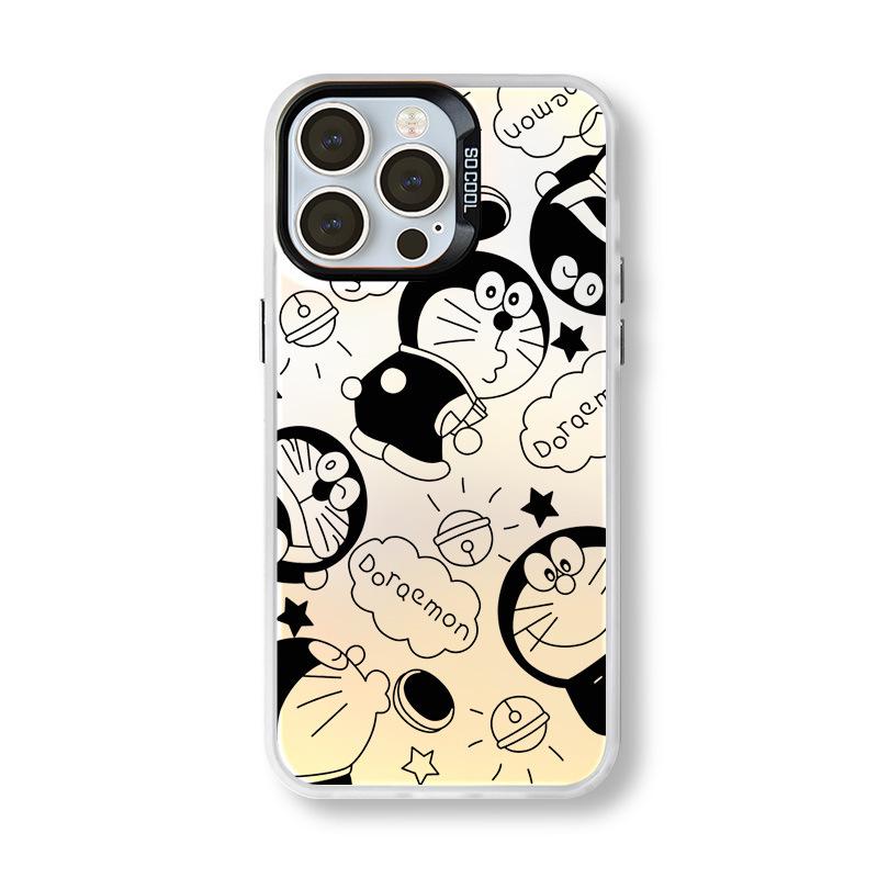Doraemon Silver Phone Case for iPhone 17/16/15/14/13/12 Pro Max - Cross-Border Niche Collection