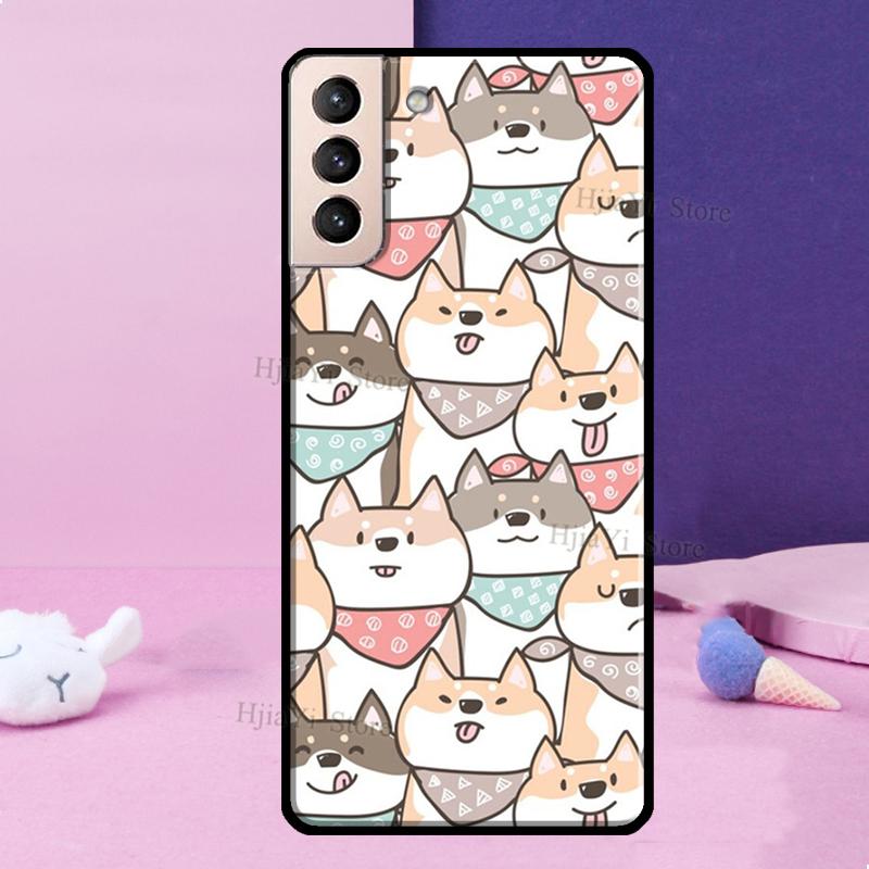 Cute Shiba Inu Phone Case For Samsung Galaxy S21 Ultra S8 S9 S10 S22 Plus Note 10 20 Ultra S20 FE Cover