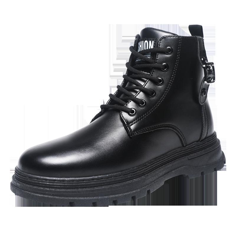 Duży rozmiar buty Martin męskie z bocznym zamkiem błyskawicznym jesienna moda modne męskie outdoorowe czarne średniej wysokości krótkie buty buty robocze