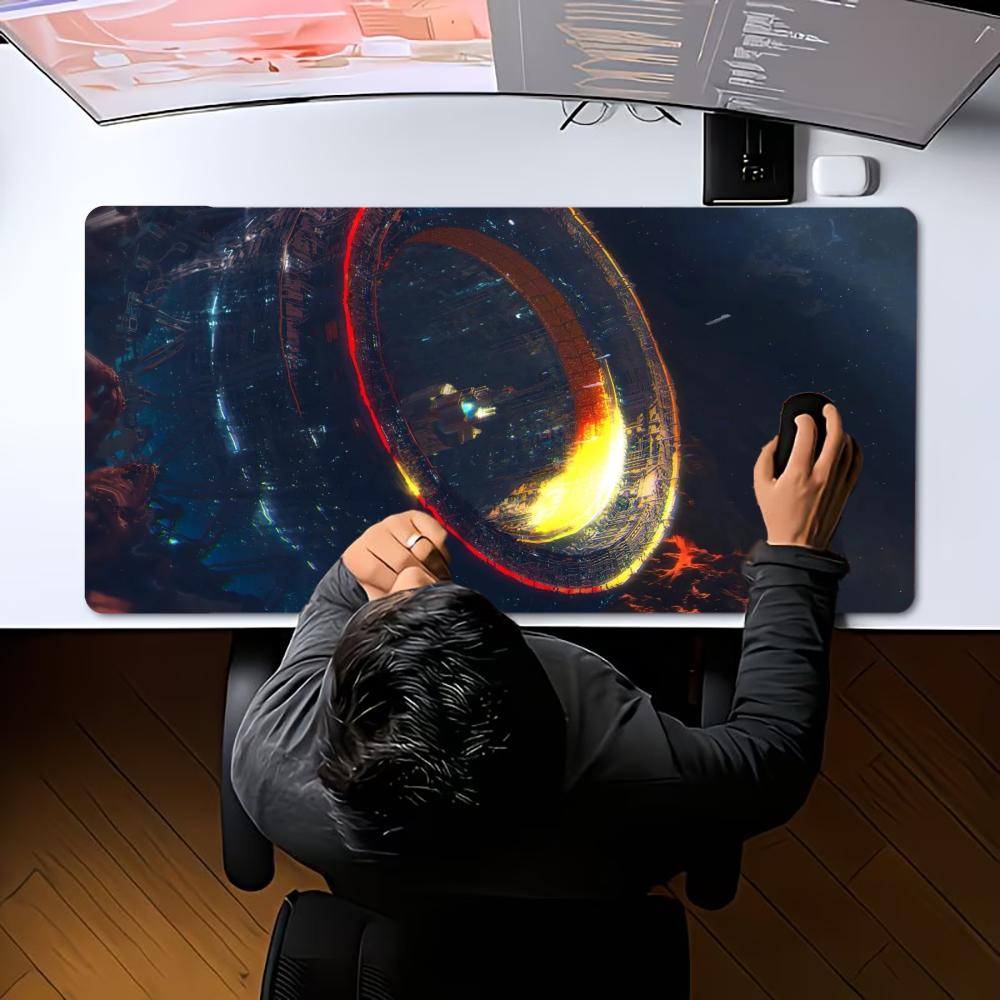 Dark Space Large Gaming Mouse Pad XXL Orbital Earth Deskmat Non-Slip Rubber Game Mouse Mat Computer Keyboard Mats Big Gamer